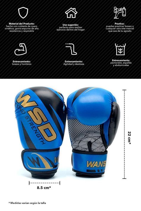 Guantes de Boxeo 6 Oz Azul-2