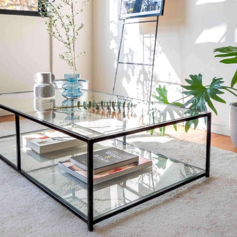 MESA DE CENTRO RECTANGULAR 120 NEGRA DOS NIVELES GLASS-3