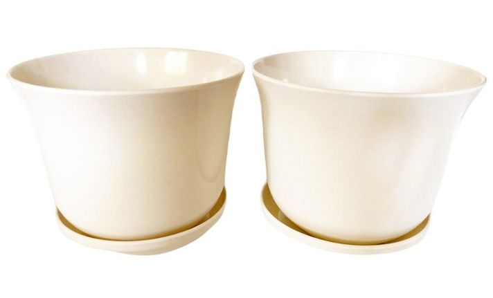SET 2 MACETAS BIO CURVO BLANCO C/PLATO 16,5X13-0