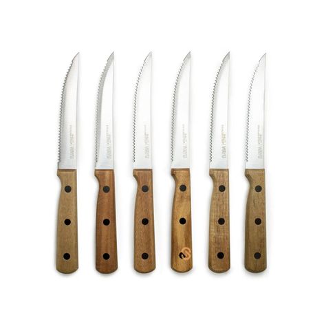 Set De 6 Cuchillos Con Taco Madera Wayu - Shopyclick-2