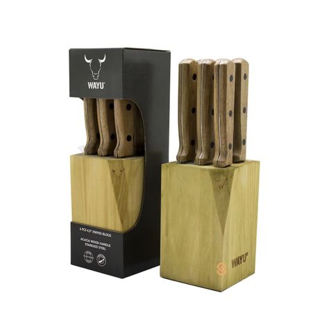 Set De 6 Cuchillos Con Taco Madera Wayu - Shopyclick-3
