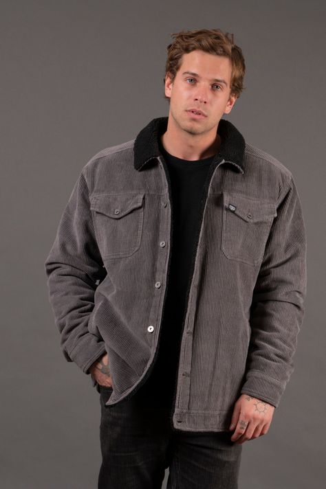 Chaqueta Kicker De Cotele Gris Hombre -4