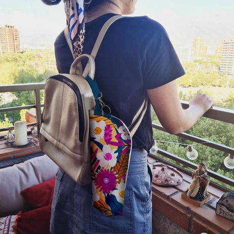 Bolso termico para botella Flores-3