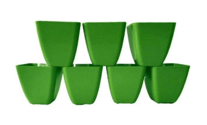 SET 7 MACETAS BIO CUADRADO VERDE 13,3X12,4-0