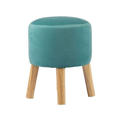 Pouf Bird Turquesa Felpa 35x35x45 cm Máxima Design-1