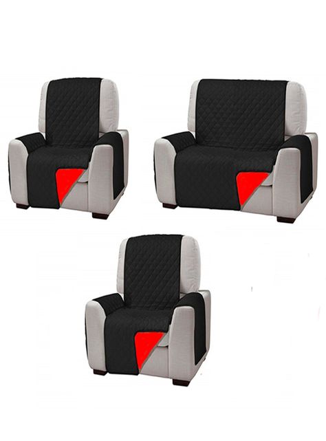 Set 3 cobertores de sofa negro reversible-0