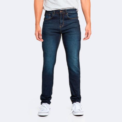 Jeans Hombre Slim Azul Focalizado Medio-0