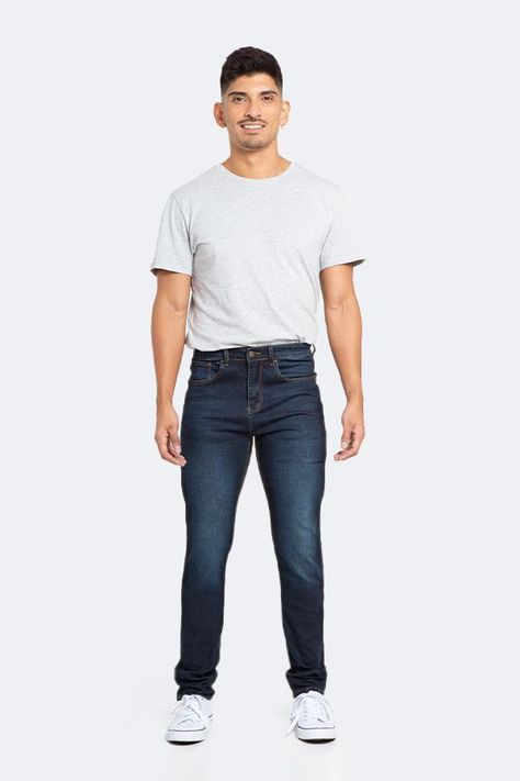 Jeans Hombre Slim Azul Focalizado Medio-1