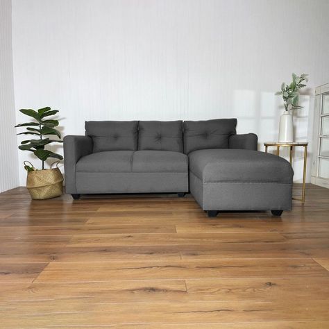 Seccional Mateo Chenille Gris Pata Plastica-1