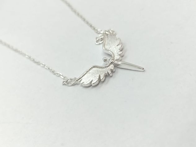 Colgante Alas Angel Plata 925 Paz Amor Chapado Oro Blanco-2