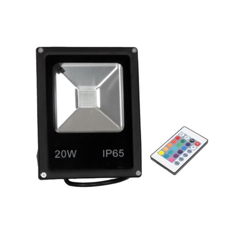 Foco Proyector de Área LED 20W RGB Con Control Remoto-0