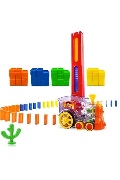Tren Dominó Para Niños, Juego De Bloques De Construcción-3