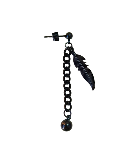 Pendiente Largo Kpop Pluma Eslabón Moda Cosplay Punk Unidad Negro-0