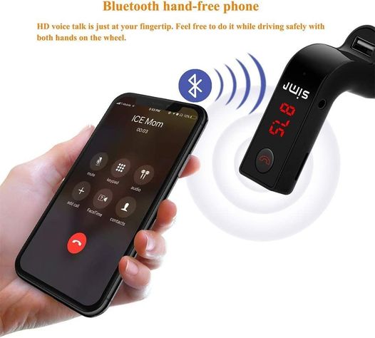 RECEPTOR TRANSMISOR FM BLUETOOTH TRANSMITE DE TU CEL AL AUTO AA22-3