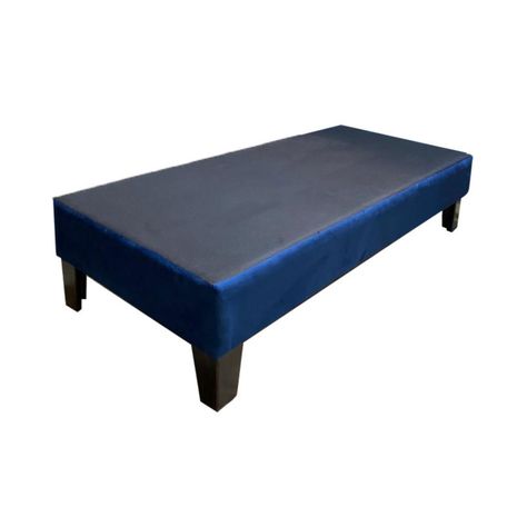 Base Americana 1.5 Plazas Azul Marino Felpa Pmadera-0