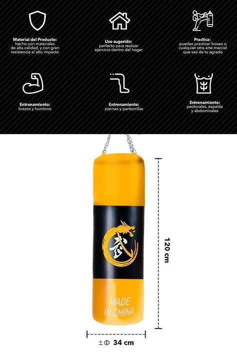 Saco Boxeo Punching Ball 120 cm Amarillo-2