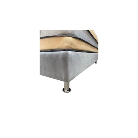 Cama Americana Titan 2P + Colchon de resortes + Respaldo Gris Felpa Pmetal-3