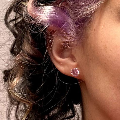 Aros Circón Plata 8mm Rosado-1
