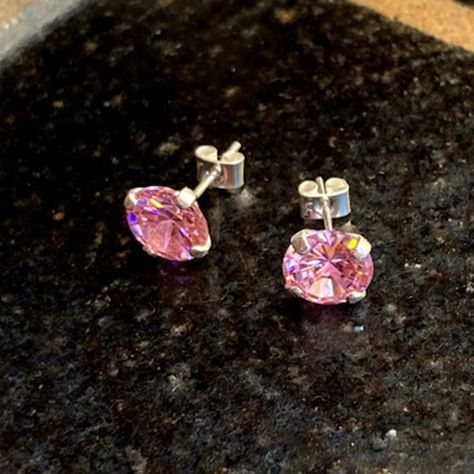 Aros Circón Plata 8mm Rosado-2