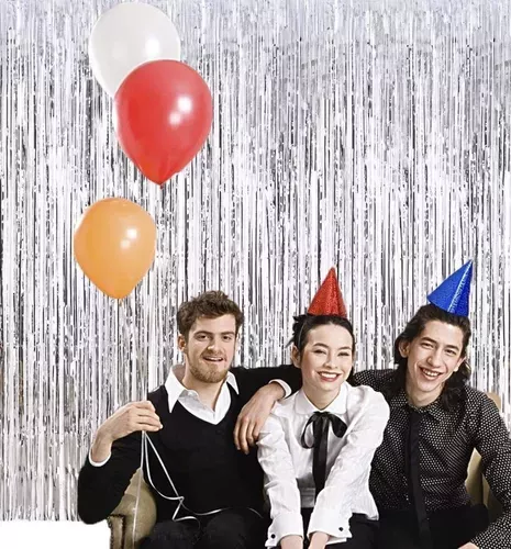 Pack Globos Cumpleaños Globos Cumpleaños + Cortina Metalica Gris 100939 y 101070-3