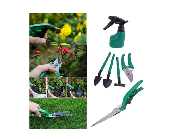 Kit Herramientas Jardinería Acero Rastrillo Tijera-3