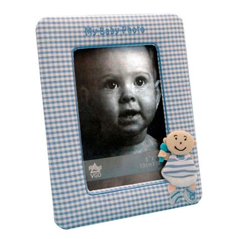 Marco de tela infantil con Aplique Celeste 10x15 cm-0