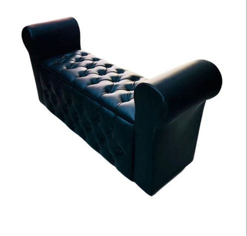 Banqueta Baul Capitone negro Pu Pmetal-1