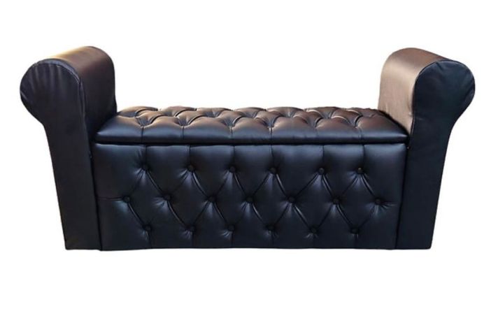 Banqueta Baul Capitone negro Pu Pmetal-0