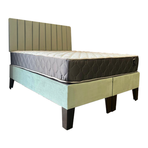 Cama Americana 2P + Colchon de resortes + Respaldo Verde Menta Tubular Pmadera-2