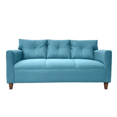Juego Living Mateo Chenille Turquesa Pata Madera 3C.1C.1C-1