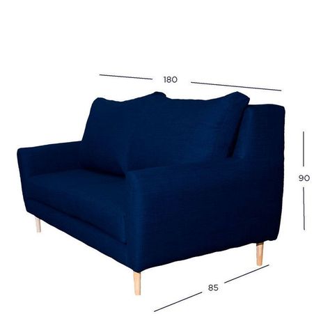Sofá Lenora Chenille Tipo Lino Azul 2C-3