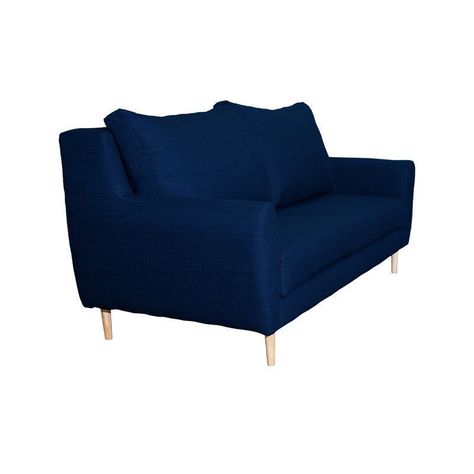 Sofá Lenora Chenille Tipo Lino Azul 2C-1