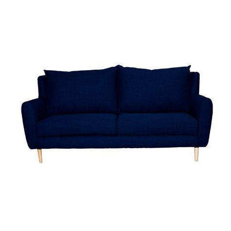 Sofá Lenora Chenille Tipo Lino Azul 2C-0