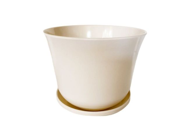 MACETA BIODEGRADABLE CURVO BLANCO C/PLATO 16,5X13-0