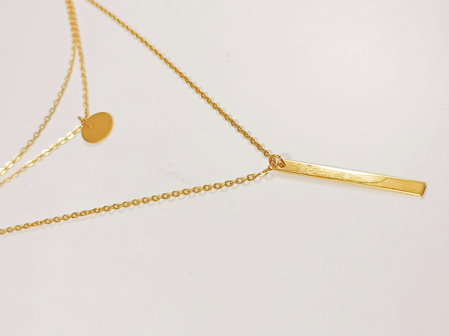 Colgante Multicapa Collar Moderno Minimalista Chapado En Oro-6