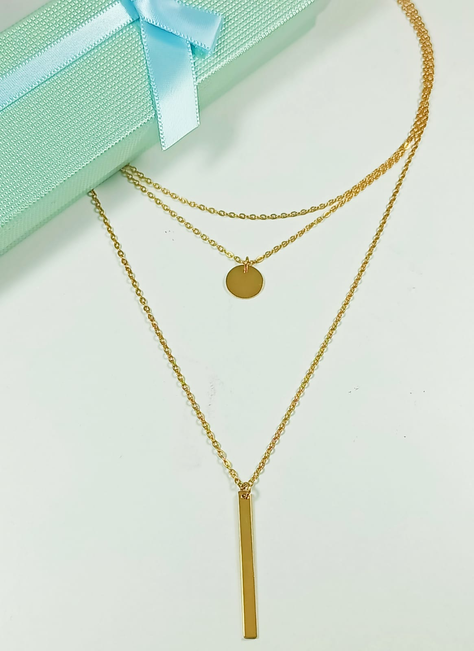 Colgante Multicapa Collar Moderno Minimalista Chapado En Oro-3