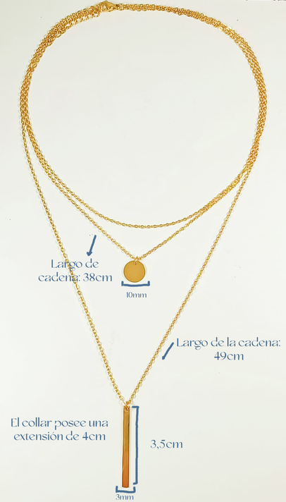 Colgante Multicapa Collar Moderno Minimalista Chapado En Oro-7