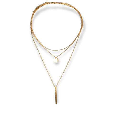 Colgante Multicapa Collar Moderno Minimalista Chapado En Oro-0