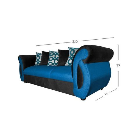 Sofá New Dominga Azul 3 Cuerpos-3