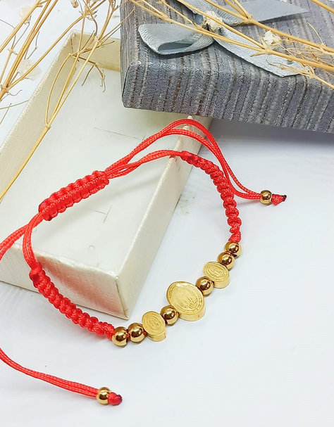 Pulsera Ajustable Medalla Virgen Guadalupe enchapado Oro 18kl Amor-1