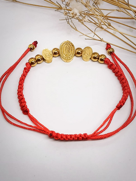 Pulsera Ajustable Medalla Virgen Guadalupe enchapado Oro 18kl Amor-4