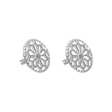 Aro apegado diseño mandala floral en plata 925-0