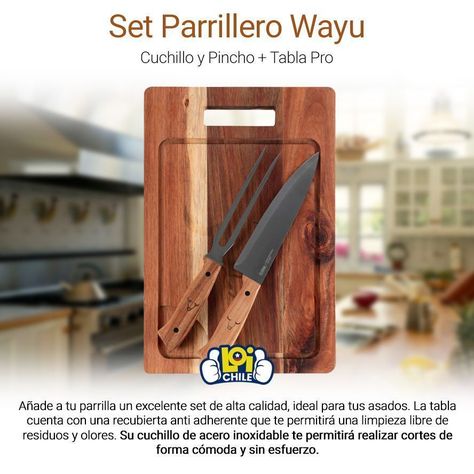 Set Parrillero Wayu Cuchillo y Pincho + Tabla Pro-1
