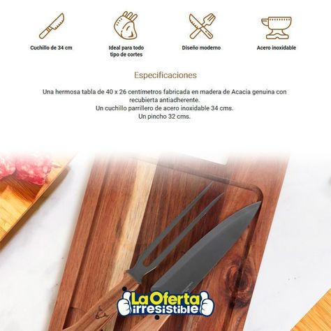 Set Parrillero Wayu Cuchillo y Pincho + Tabla Pro-2