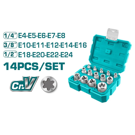 Set De Dados Torx Estrella Hembra 14 Piezas Total-1