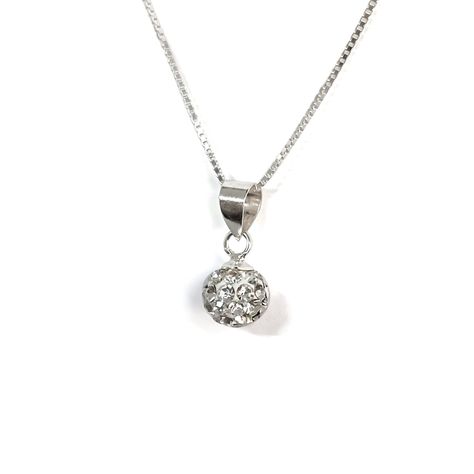 Collar Bola Disco Circones Plata Fina 925-1