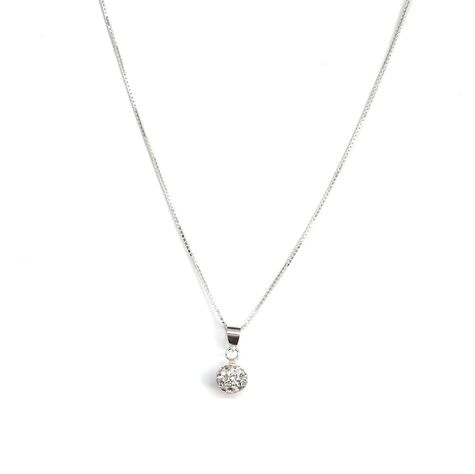 Collar Bola Disco Circones Plata Fina 925-0
