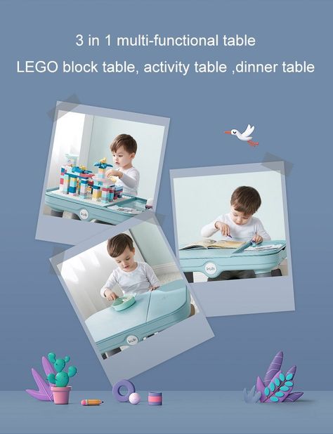 Mesa de Actividades con Tabla para Bloques de construcción-6