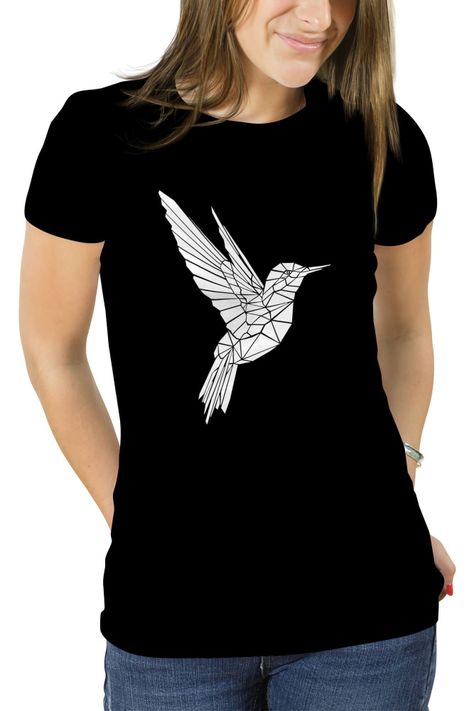 Polera mujer diseño Colibrí Geométrico-0