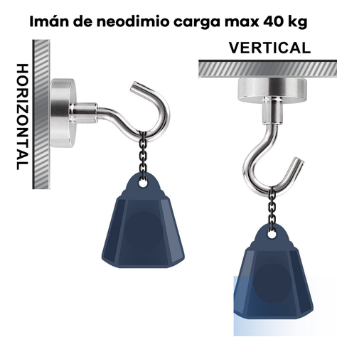 Iman neodimio garfio carga 40kg gancho magnetico -3